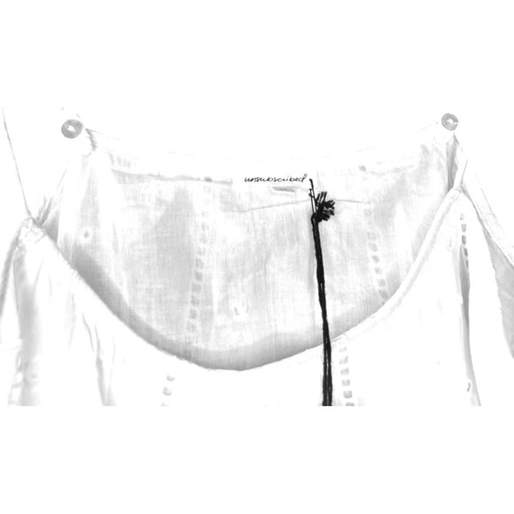 Unsubscribed White Eyelet Drop Waist Sundress Spaghetti Strap Cotton Dress Med - Picture 8 of 16